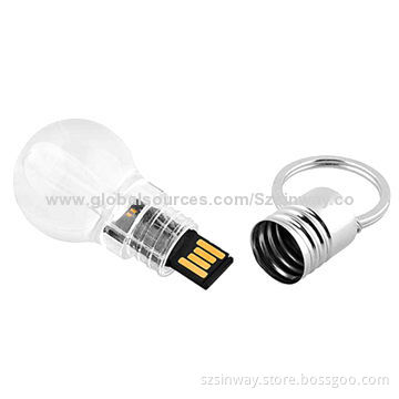 3D Bulb USB Flash Memory, 2-32GB with LED, CE, RoHS, FCC Marks
